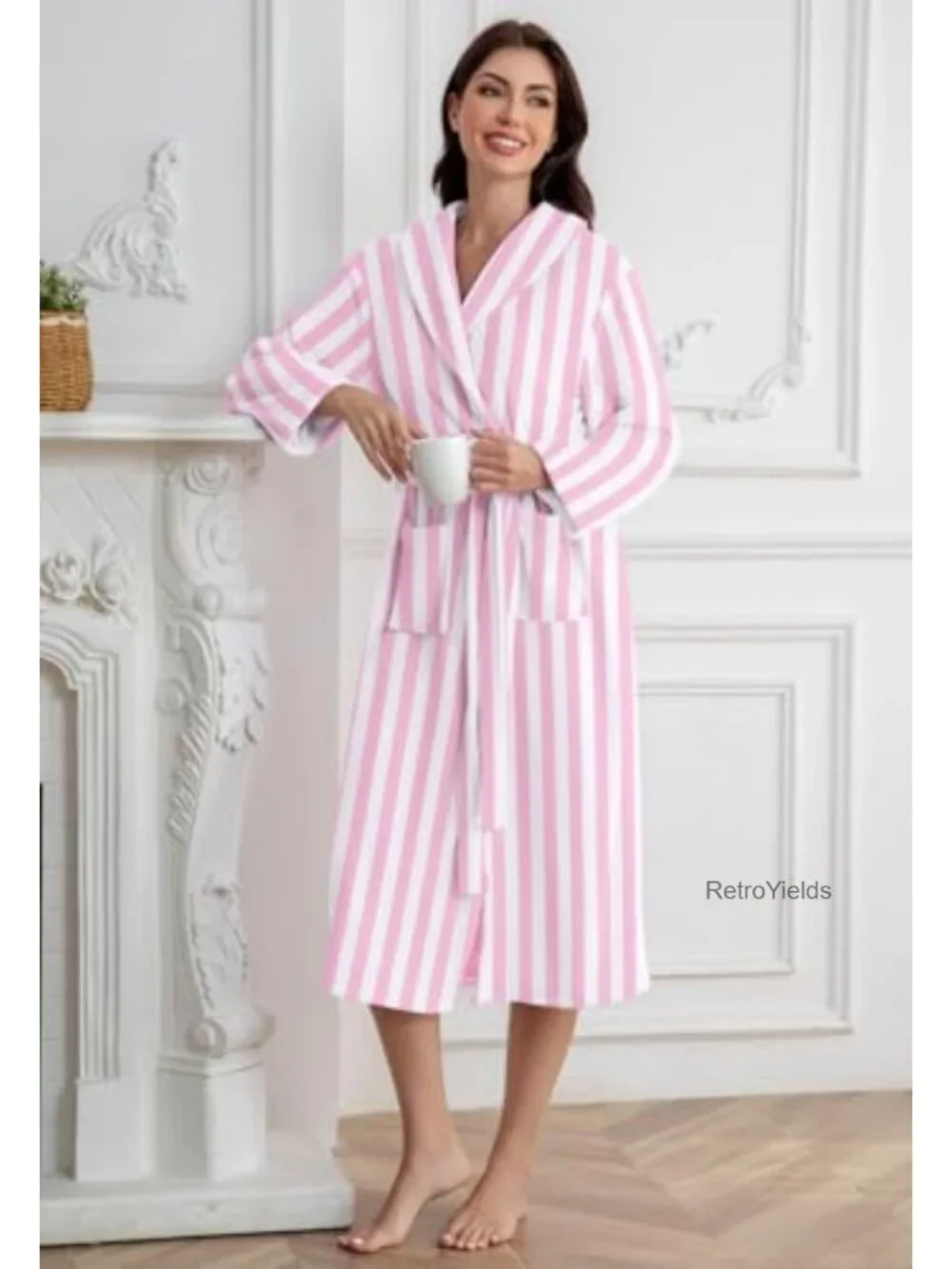 Kids Fleece Bathrobe Shawl Collar with Belt and Pockets Girls Boys 2-15